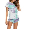 thumbnail image 4 of Plebaso Women's Tie-Dye Pajama Sets 2 Piece Outfit Short Sleeve Shorts Matching Sleepwear Lounge Set, 4 of 7