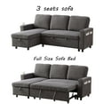thumbnail image 3 of 78.5" Corduroy L-Shaped Convertible Combo Sofa Bed with Reversible Storage Chaise,Pull-Out Sleeper Sofabed with Side Pockets and Cup Holders for Living Room,Office,Apartment(Grey), 3 of 7