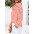 thumbnail image 2 of Blusa PRETTYGARDEN de encaje de manga larga con ojales para mujer rosa XL, 2 of 8