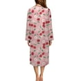 thumbnail image 2 of Yuyamidu Cherry Zipper Front Robes for Women with Pockets Daisy Bathrobe Pink Long Sleeve Robe Size XL Lightweight House Coat Loose Mid-Calf Length Nightgown, 2 of 7