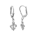 thumbnail image 2 of GemInspire Silver Fleur de Lis Earrings, Dangle and Drop, Saint Symbol 10 mm Charm Leverback Earring, 925 Silver, Gift for Her (Drop Length- 1 Inch), 2 of 4