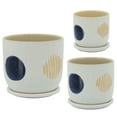 thumbnail image 2 of Sagebrook Home 8" Funky Planter With Saucer, White, Round, Ceramic, Contemporary, 7"H, Geometric, 2 of 9