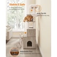 thumbnail image 5 of Cat Tree with Litter Box Enclosure - 2-in-1 Modern Cat Tower | 72.8-Inch Tall Condo with Scratching Posts, Perch, Caves, Basket, Washable Cushions, Greige, 5 of 10