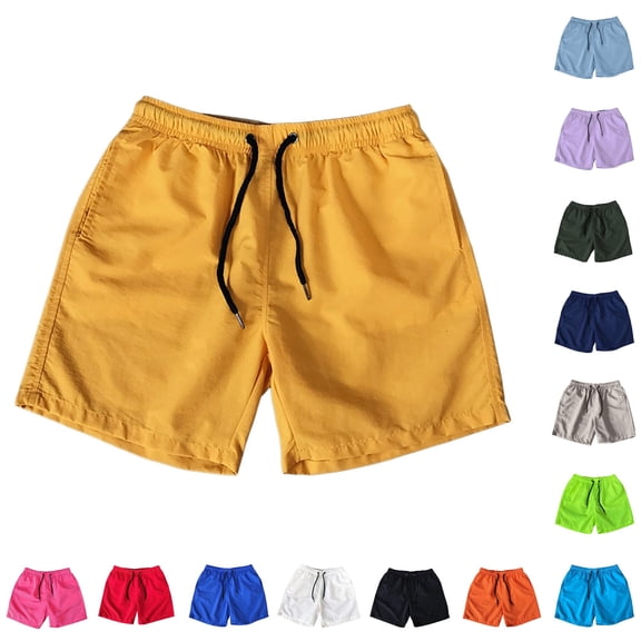 Huowey Mens Swim Trunks Quick-Dry Elastic Waist Drawstring Lightweight Loose Fit Casual Beach Walking Workout Solid Color Summer Shorts For Men Trousers Plus Size Bottoms,3XL
