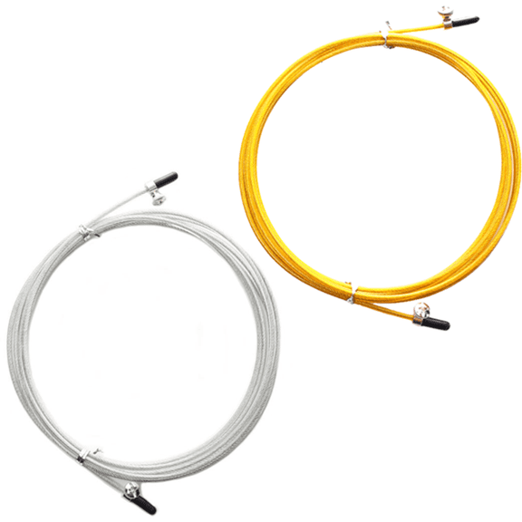 Replacement Cable for Speed Jump Rope - 2Replacement Cords - with Screws and End Caps - Gold Silver