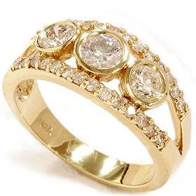 Pompeii 2 1/10ct Gold Three Stone Diamond Ring 14K Gold (H,I2)