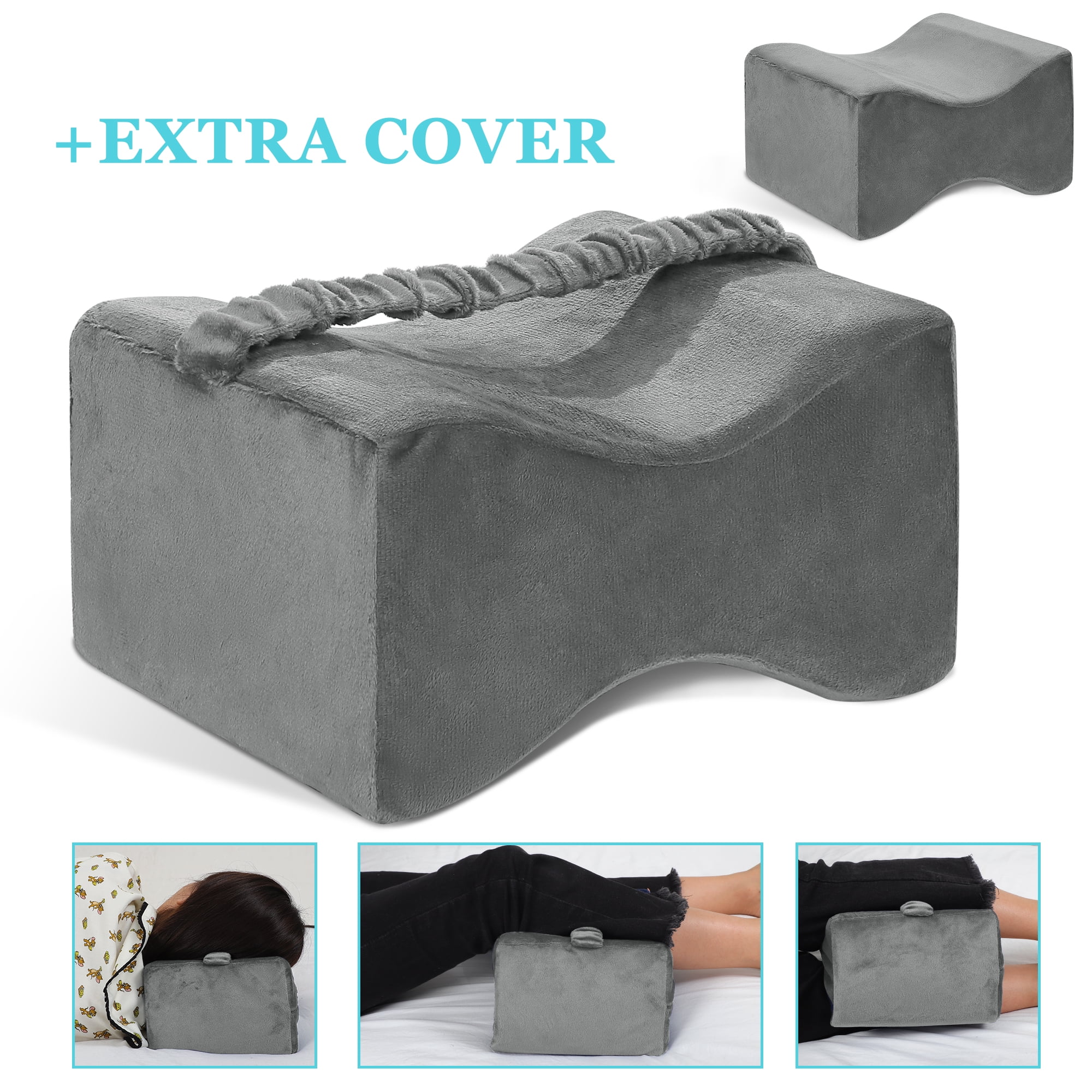Knee Pillow for Side Sleeping, Memory Foam Leg Pillow for Knee Pain, Back Pain with 2 Washable