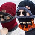thumbnail image 2 of Conjunto de gorros y bufandas de punto para hombre y mujer, gorro de terciopelo, bufanda de lana de Coral para montar al aire libre, gorro de protección de cuello de terciopelo grueso cálido, invierno, 2 of 5