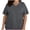Dark Gray, variant on Plus Size Drop Shoulder Tops for Women V Neck Short Sleeve Loose Fit Pocket Tunic Casual Basic Blouse, Red XXL