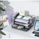 thumbnail image 3 of Organizador de escritorio con archivador y accesorios, unidad de almacenamiento de cuatro niveles para escritorio, organizador de material de oficina con cajones y dos portalápices（negro）, 3 of 9