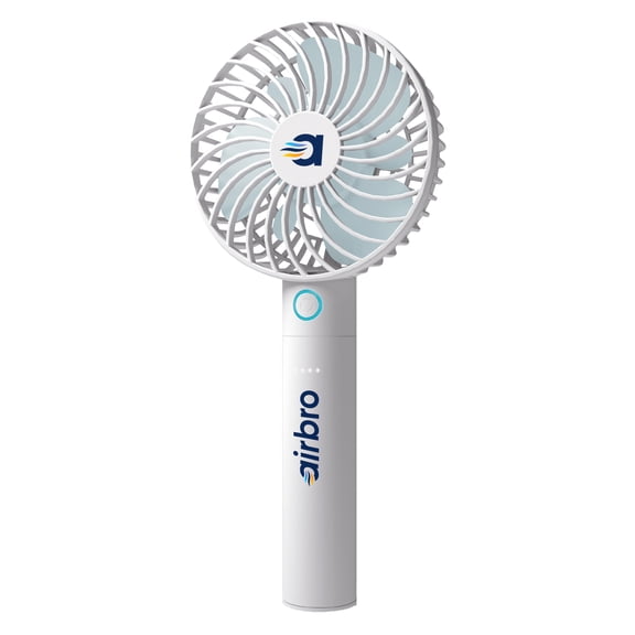 airbro FHA-30 3.5-In. 6-Blade 5-Speed Handheld Personal Portable Rechargeable Fan with Power Bank, White, FHA-30