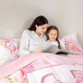 thumbnail image 4 of Manfei Cute Monogram T Queen Comforter Set,Pretty Bownot Comforter Sets Queen,Golden Pink,Pink Reversible,3 Pieces,1 Comforter and 2 Pillowcases, 4 of 7