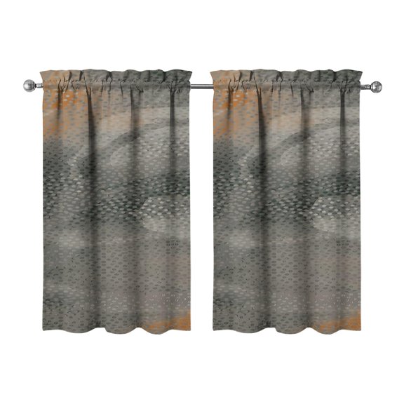 Gray Abstract Oil Painting Kitchen Curtains - Vintage Tier Cafe Curtains for Bathroom Living RV Rod Pocket Window Drapes 36 Inch 2 Panels Set 28"x36" Window Treatment Tiers