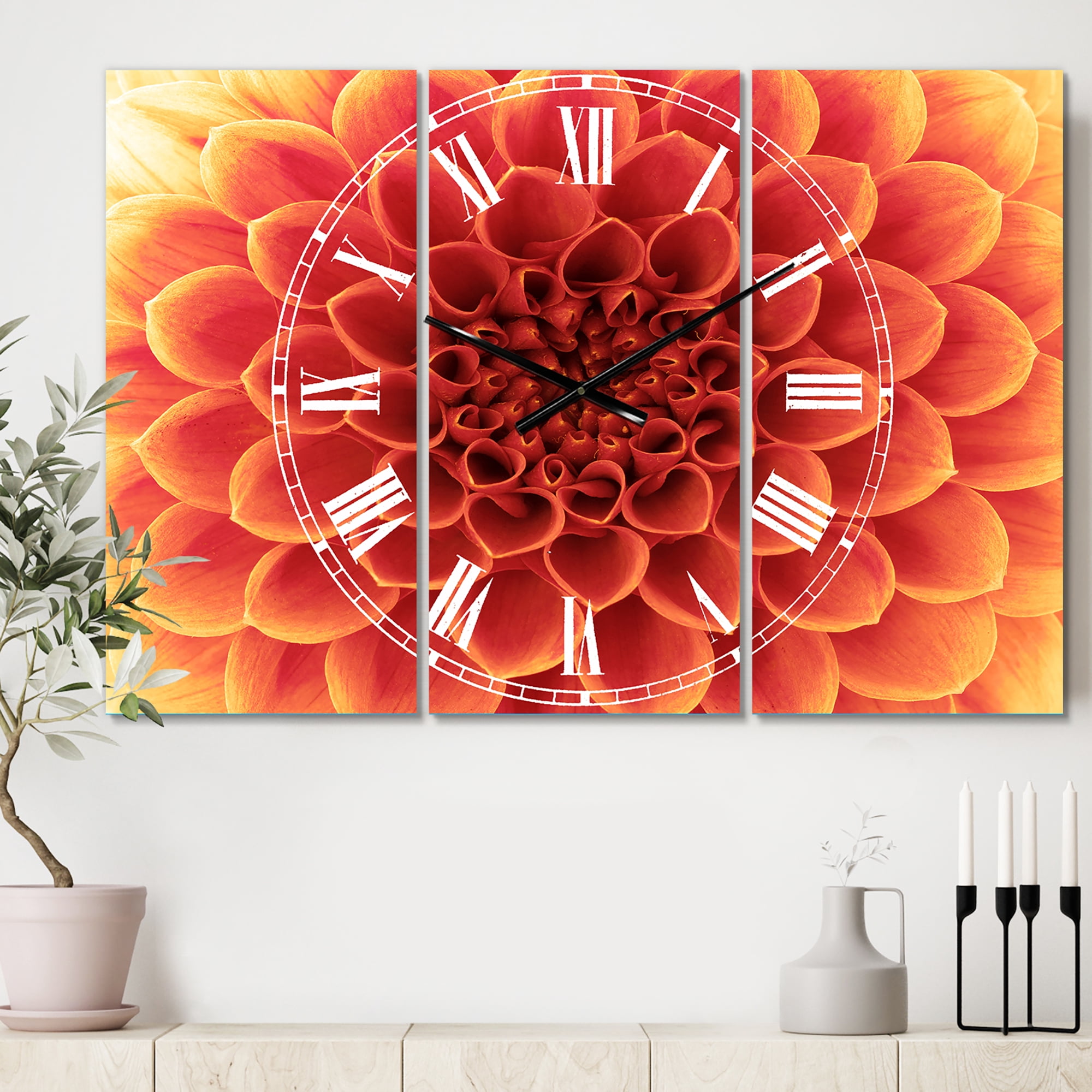 Designart 'Brown Flower with Dense Petals' Traditional wall clock