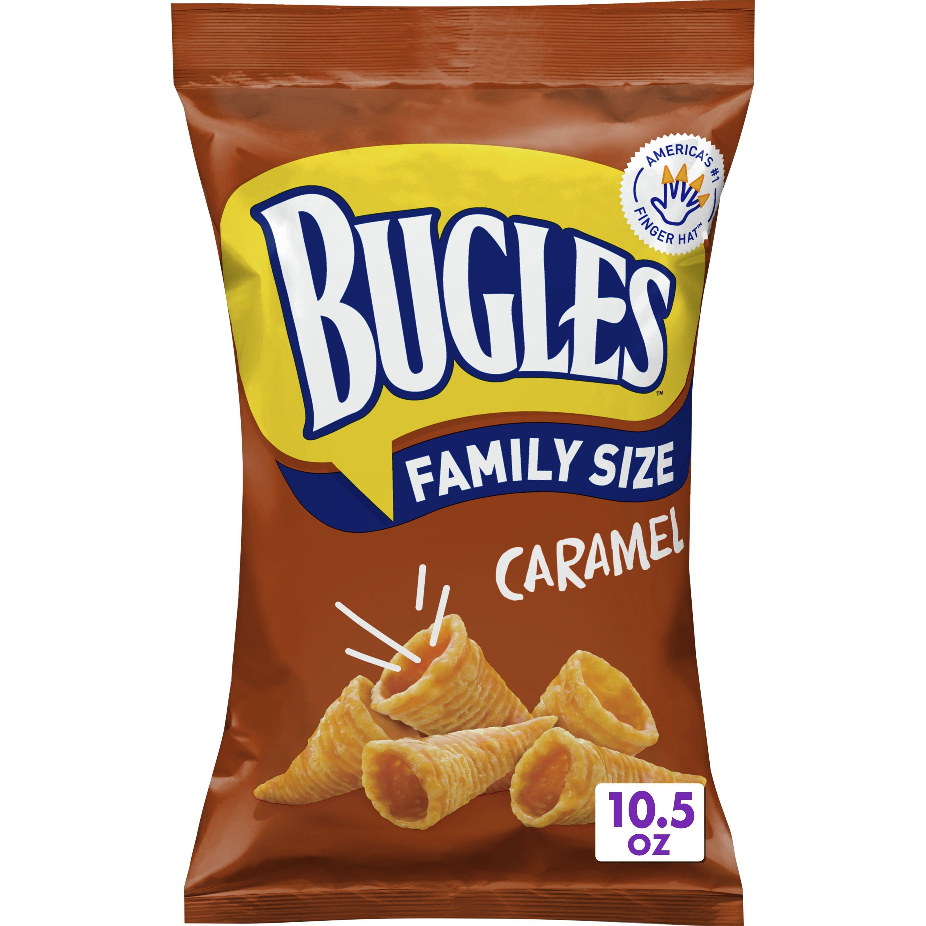 Bugles Crispy Corn Snacks, Sweet & Salty Caramel, Snack Bag, 10.5 oz