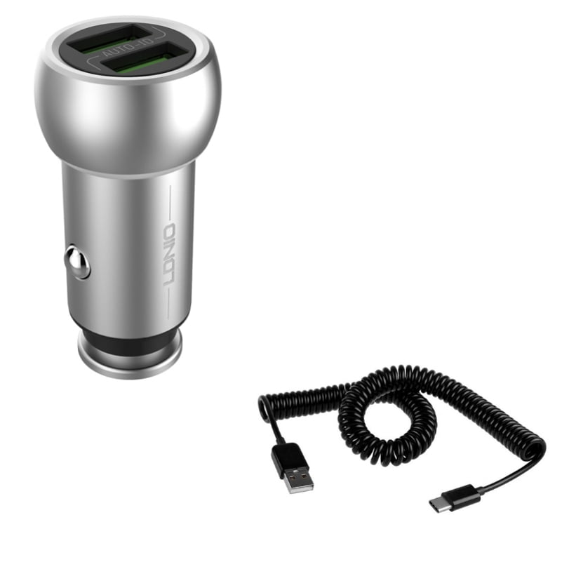 Coiled USB Cable w 3.6A Car Charger for Google Pixel 6/Pro TypeC