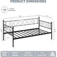 thumbnail image 2 of Twin Heart-Shaped Metal Daybed with Trundle, Heavy-Duty Steel Slat Support. Convertible Sofa Bed for Living/Bedroom/Guest Room, Stylish & Sturdy, Easy Assembly- Black, Single Sofa Bed, 2 of 7