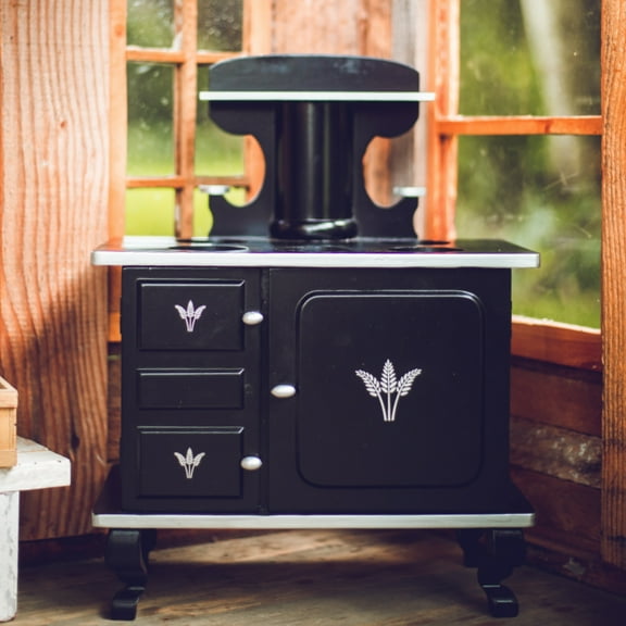 The Queen's Treasures 18 inch Doll Kitchen Accessories and Furniture, Little House on The Prairie Fully Assembled Wood Cook Stove, Oven, and Logs, Compatible with American Girl Dolls