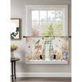 thumbnail image 4 of Semi Sheer Window Curtains 54 Inches Long, Spring Gnomes Floral Rod Pocket Voile Silky Chiffon Curtain Treatment Drapes for Kitchen, Living Room, Pink Tulip Botanical Beige Burlap 52"x54", 2 Panels, 4 of 9
