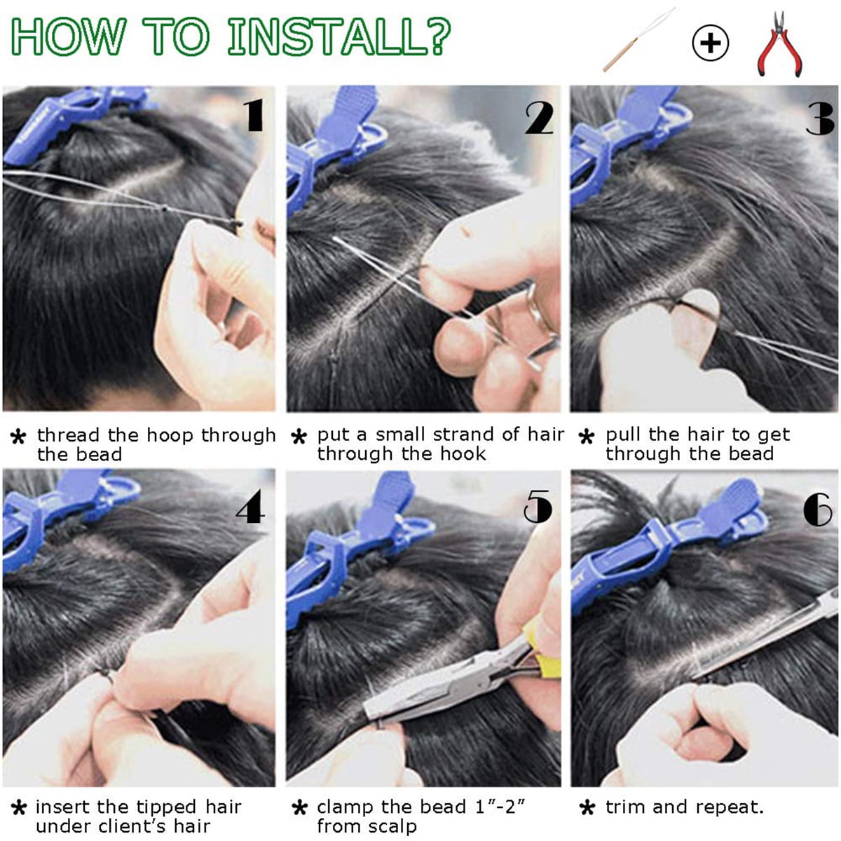 SEGO Nano Micro Bead Ring Human Hair Extension Pre Bonded Nano Tip Remy Hair Extensions Loop Hand Hairpiece