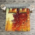 thumbnail image 3 of Ambesonne Fall Quilted Bedspread Set 3 Pcs, Misty Day in the Forest, King Size, Orange Yellow Green, 3 of 3