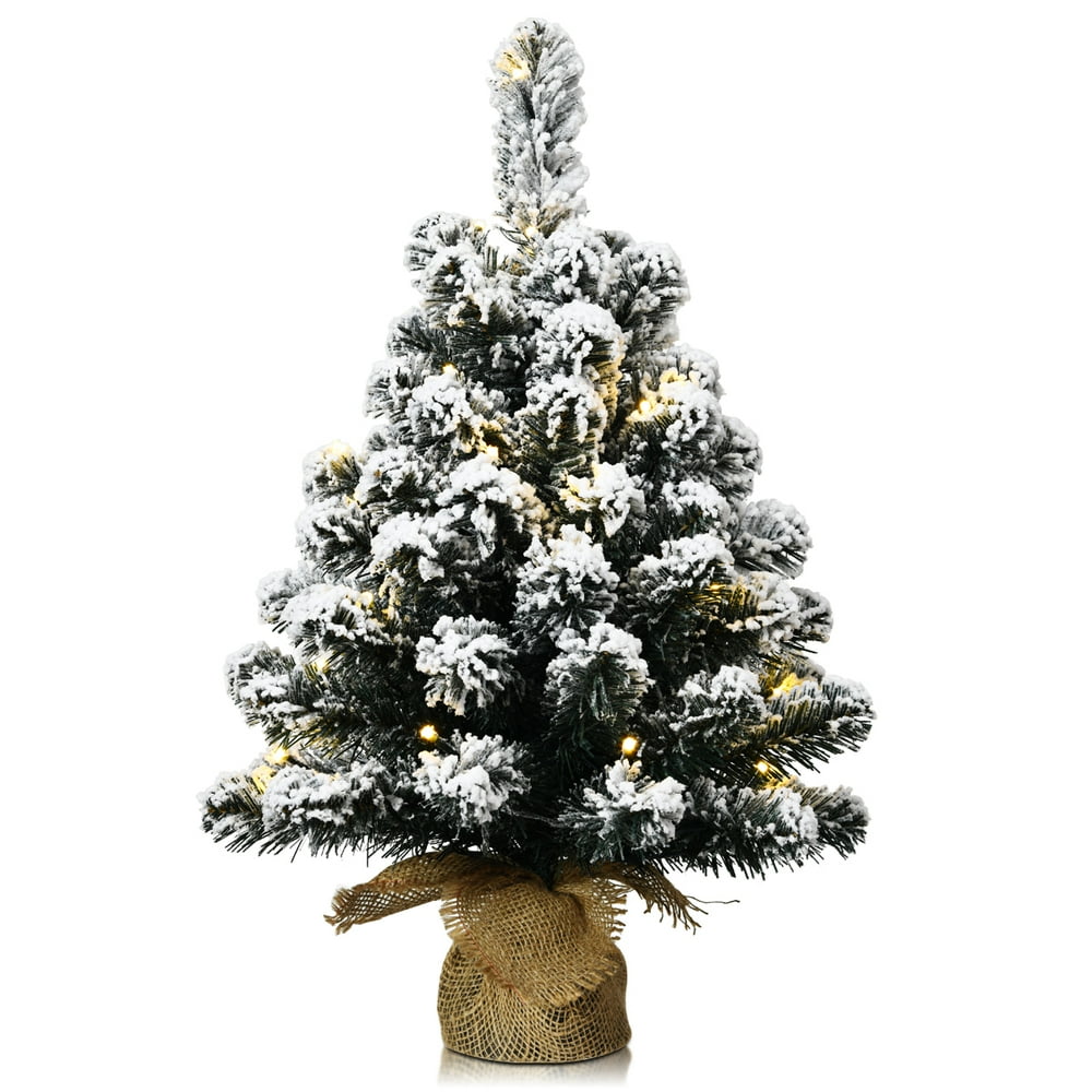 18" Potted Flocked Downswept Mini Village Pine Medium Artificial