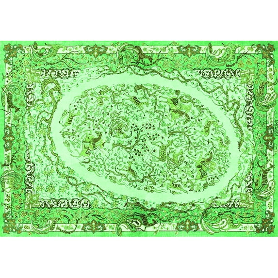 Ahgly Company Indoor Rectangle Persian Green Traditional Area Rugs, 2' x 3'