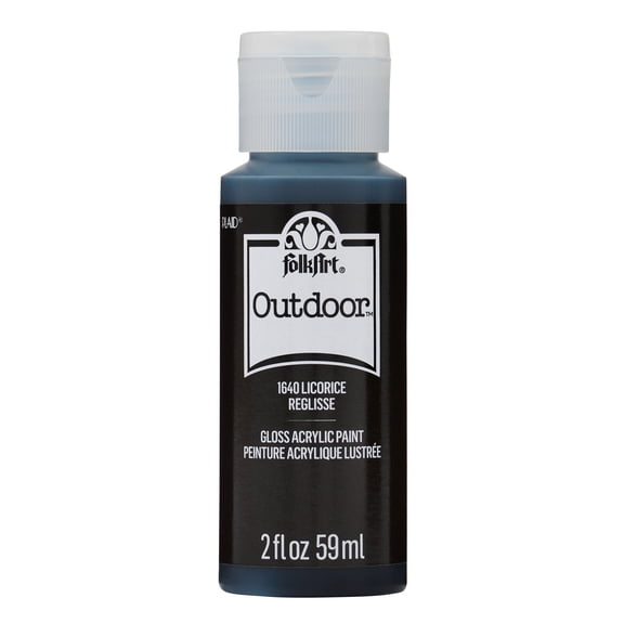 FolkArt Outdoor Acrylic Craft Paint, Licorice, Gloss Finish, 2 fl oz