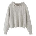 thumbnail image 4 of YMNXA Women'S Hooded Sweater Long Sleeve Drawstring Solid Color Knitted Soft Comfortable Loose Fit Pullover For Daily Wear Light Gray One Size, 4 of 9