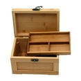 thumbnail image 3 of Caja de joyería de madera de bambú con tapa con bisagras, caja de baratija vacía, rústico para decoraciones del hogar para mujeres y, 3 of 9