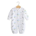 thumbnail image 2 of Zhuashum Baby Boy Onesies 0-3 Months Cartoon Print Romper Long Sleeve Round Neck Jumpsuit Soft Playsuit White, 2 of 3
