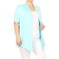 thumbnail image 2 of Women's Plus Size Short Sleeves Draped Open Front Casual Solid Cardigan, 2 of 6