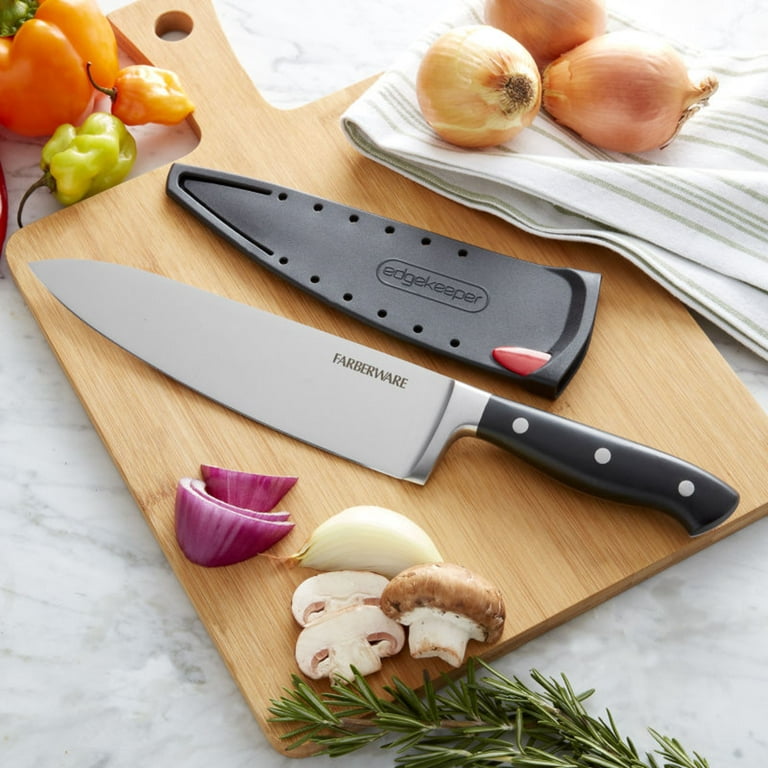 Farberware EdgeKeeper 8-inch Forged Triple Riveted Chef Knife with  Self-Sharpening Sleeve
