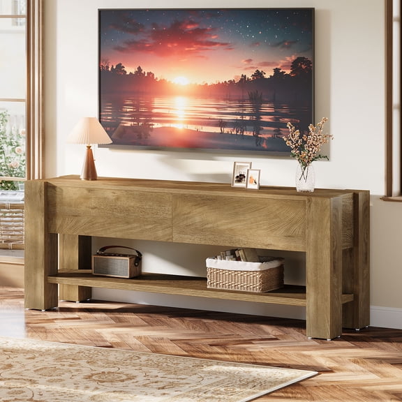 Tribesigns 63" TV Stand for 55/60/65/75-Inch TVs, Farmhouse Entertainment Center with Drawers and Large Storage Shelves