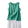 thumbnail image 6 of GZWYHT Linen Tank Tops For Women，Linen Vest Top Linen Tops For Women Cotton And Linen Vest Linen Blouses For Women Lightweight Linen Blouses Cotton Sleeveless Tops Green L, 6 of 9
