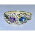 thumbnail image 4 of 2Ct Pear Cut Lab Created Blue Topaz Amethyst Cluster Ring 14k Yellow Gold Plated, 4 of 5