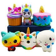 Yoaushy 6 Pack Squishies Toys Set Slow Rising Jumbo Unicorn Cake Donut Cat Squishy For Kids Christmas Birthday Gift,Party Favor Treasure Box Classroom Prizes