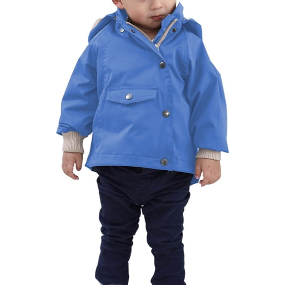EnJoCho Toddler Boys Girls Waterproof Hooded Rain Jacket Kids Cotton Lined Rain Coat Toddler Windbreaker Spring Fall Raincoat