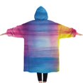 thumbnail image 2 of Oversized Wearable Blanket Hoodie,Colorful Watercolor Stripe Pattern Sherpa Blanket Hoodie with Super Pockets,Super Warm Fuzzy Pullover for Women & Men, 2 of 6