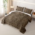 thumbnail image 3 of Meiyoeat Textured Leopard Print Bed Spread Queen,Retro Furry Animal Pattern Queen Coverlet Set,Brown Black, 3 of 7