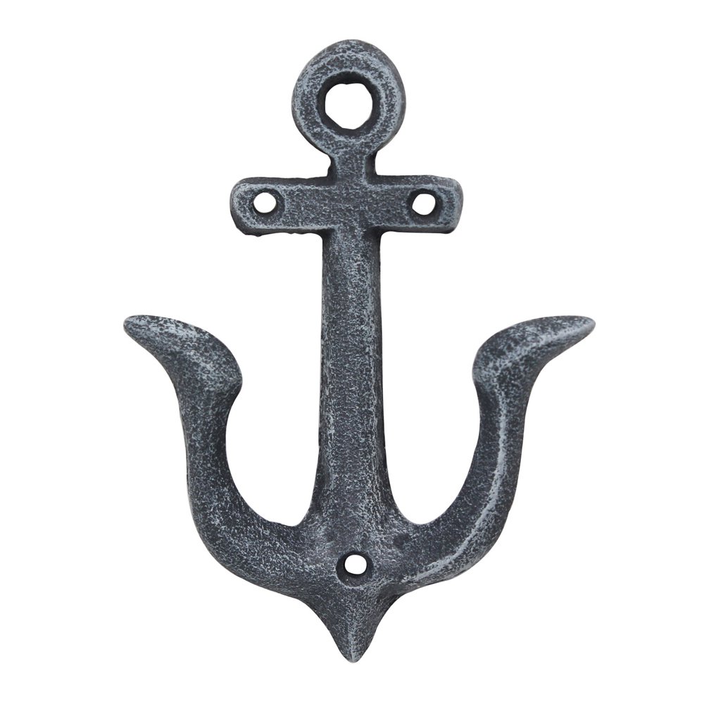 Nautical Cast Iron Anchor Double Wall Hook, Antique Silver Walmart