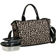 thumbnail image 5 of Jessica Simpson Women's Quilted Insulated Reusable Cooler Lunch Bag Crossbody Tote with 2 Food Containters for Work, Travel, Commute, Recreation, Beach and Picnic in Leopard, 5 of 9