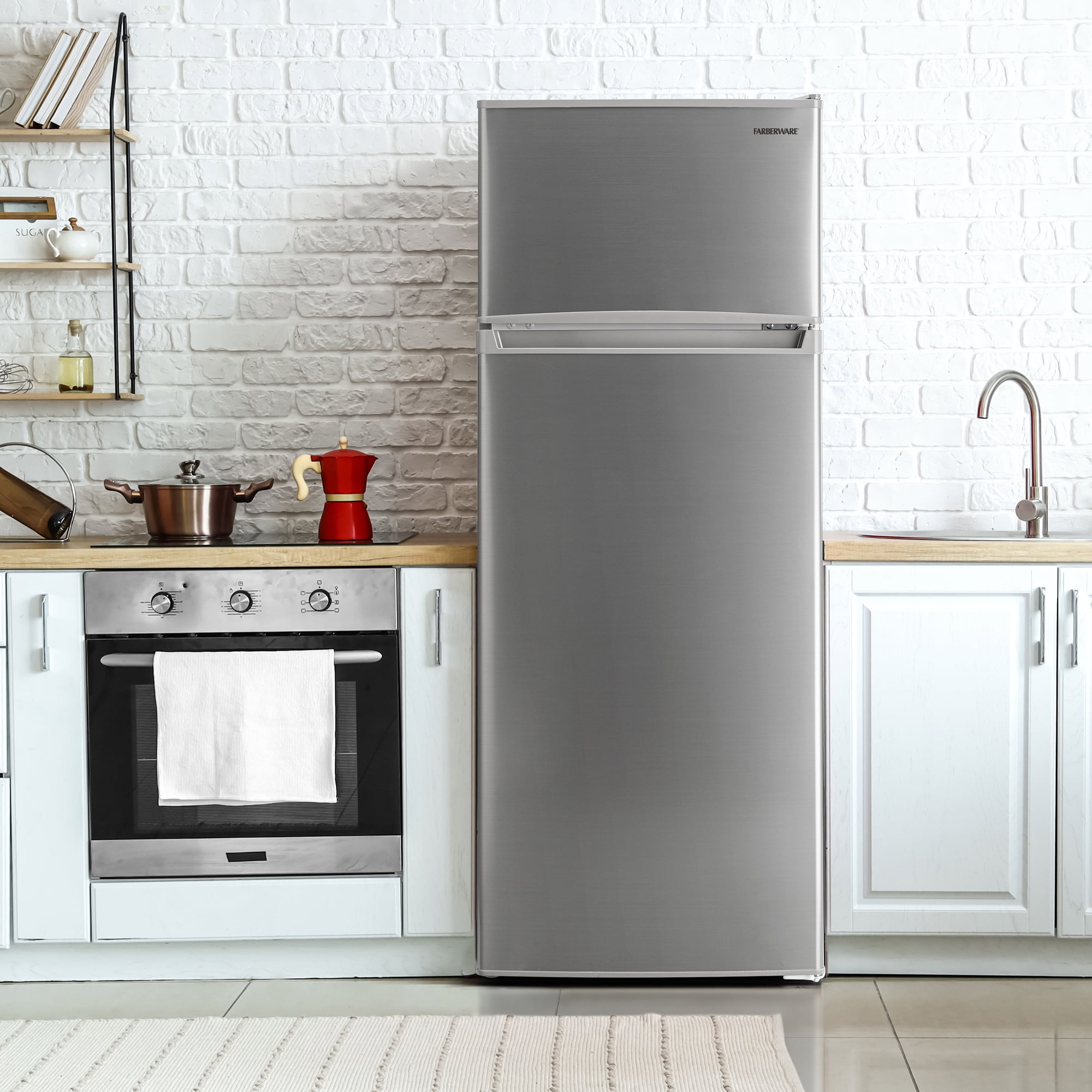 Farberware 7.3 cu ft Top Mount Double Door Refrigerator, Silver