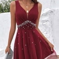 thumbnail image 6 of Blmnix Valentine Dresses for Women Waisted Ball Gown Sparkly Under Dresses Red Sleeveless V-Neck Summer Dress,S, 6 of 7