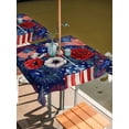 thumbnail image 2 of Outdoor Tablecloth with Umbrella Hole for Patio/Picnic/Party/Camping, Independence Day Waterproof Table Cloth Square Cover Washable, 4th of July Red Blue Floral Flag Firework (60"x 60"), 2 of 9