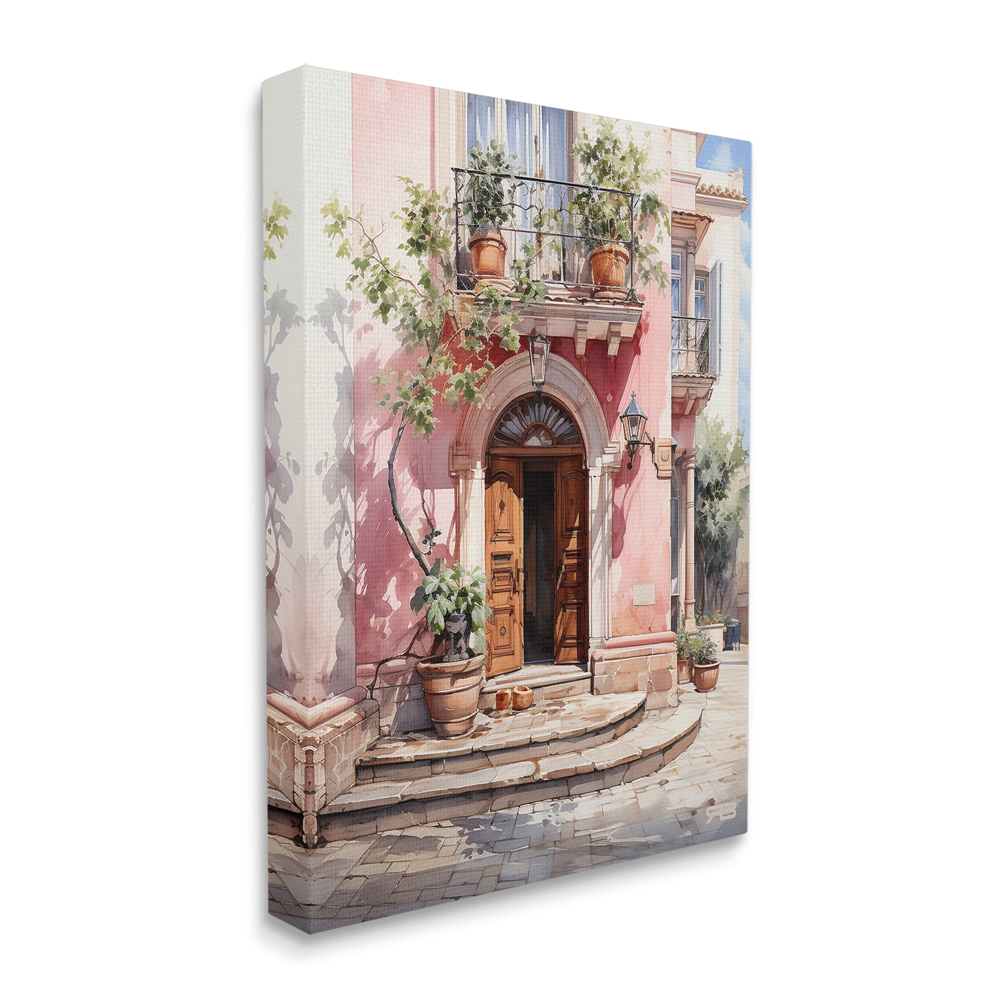 Stupell Industries European Building Doorway Travel & Places Painting Gallery Wrapped Canvas Art Print Wall Art, 36 x 48