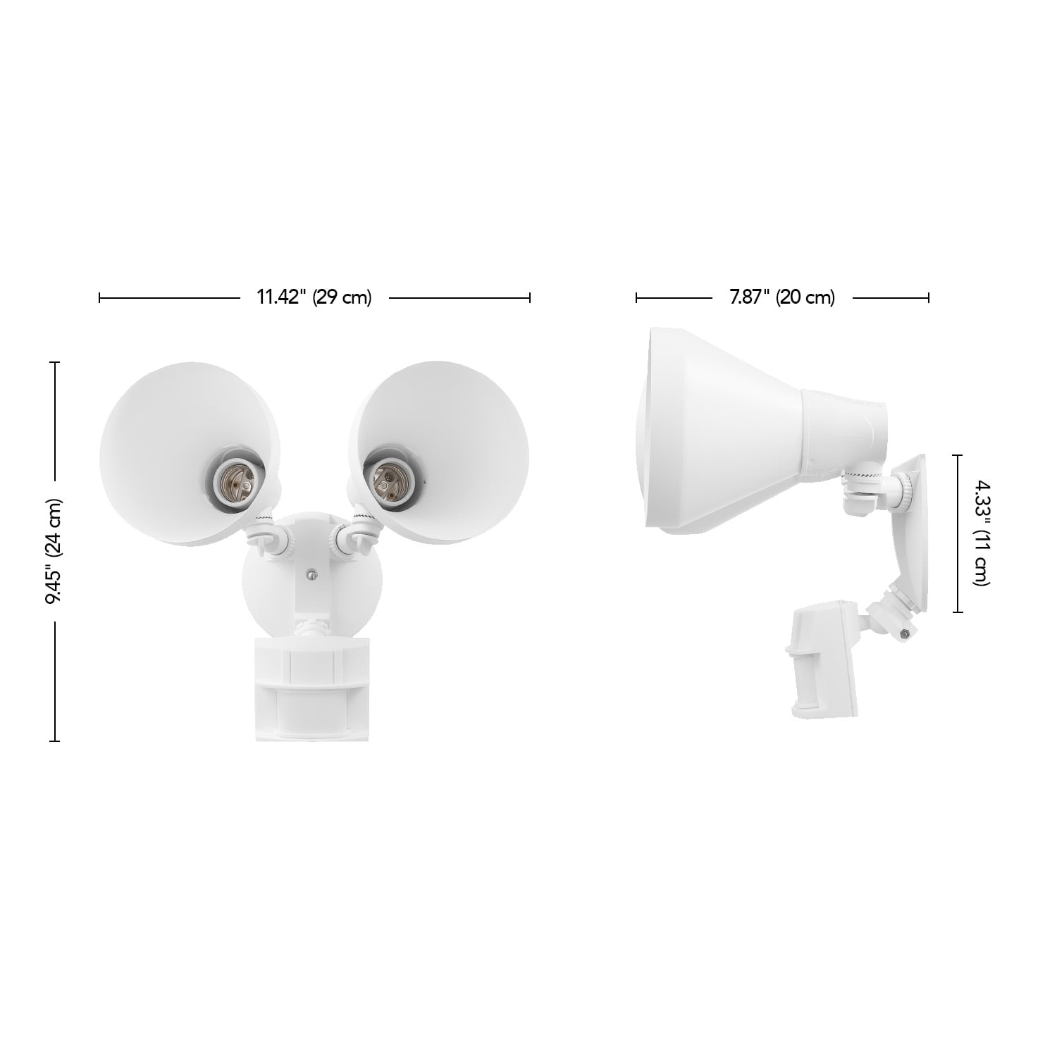 Globe Electric 180-Degree 240 W Twin Head White Hardwired Motion Sensor Security Flood Light, 91009083