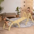 thumbnail image 2 of Odaof 5 in 1 Pikler Triangle Set, Baby Climbing Toys Indoor Playground, Foldable Montessori Toddler Climbing Toys with Sliding Ramp & Climbing Arch Ramp, Jungle Gym for Kids, Primary, 2 of 9