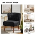 thumbnail image 7 of Modern Accent Dining Chairs Set of 2 Wood Legs Upholstered Tufted Armless Vanity Slipper Side Chair Living Bedroom Home Kitchen Black, 7 of 7