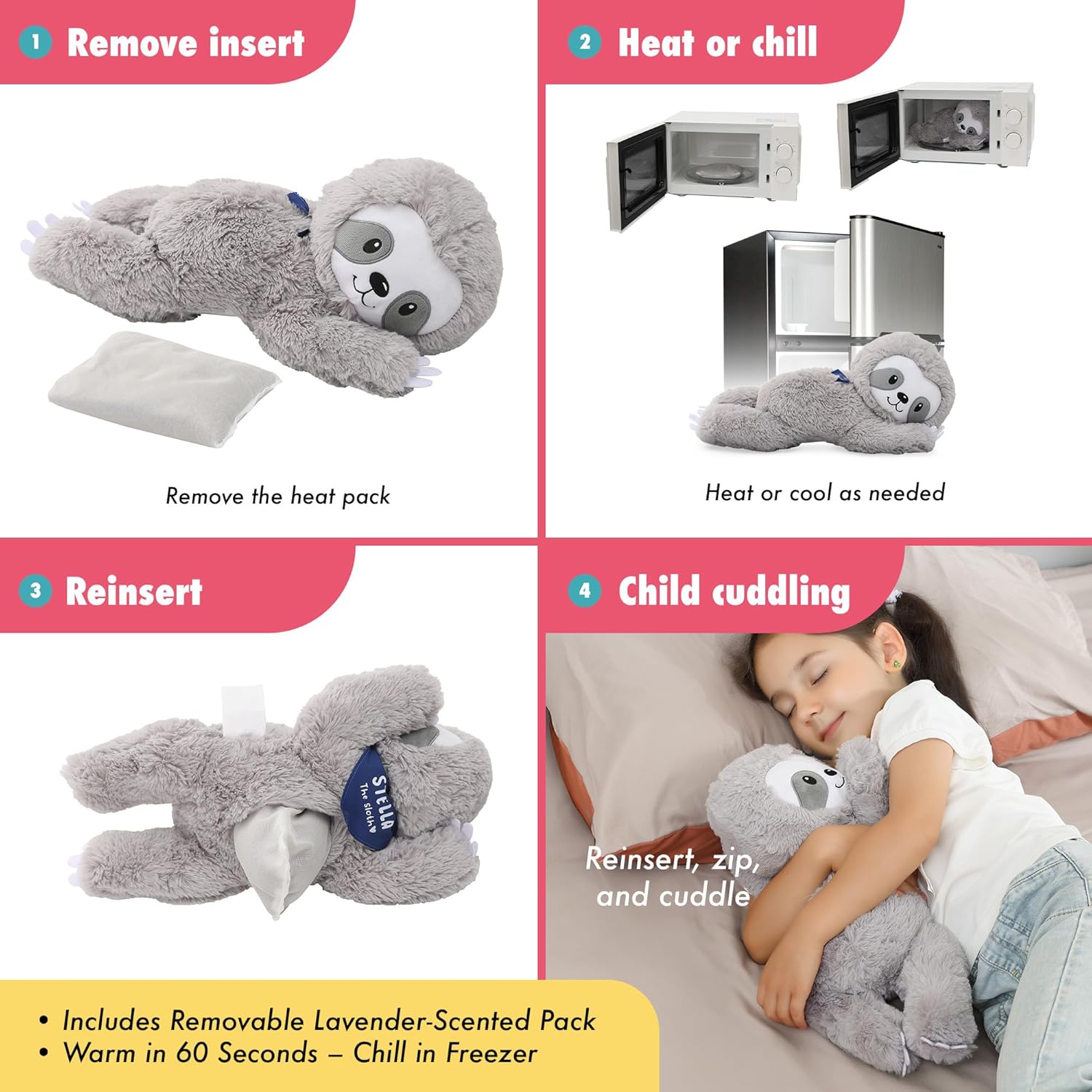 Lilly's Love Weighted Sloth Plush, Heatable Coolable photo 3